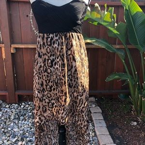 Large Cheetah Asymmetrical strapless dress leopard